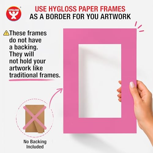 Hygloss 24 Pack Paper Picture Frames, Colorful cardstock Photo Frame 11x14-Inch, Papers Frames to Decorate for Wedding Birthday DIY Classroom Crafts and Decorations