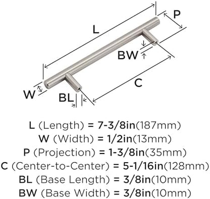 Amerock 10 Pack 5-1/16" Bar Pulls Satin Nickel Drawer Pull