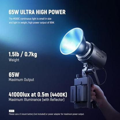 NEEWER MS60C RGBWW LED Video Light with 2.4G/App Control, 65W Metal Mini