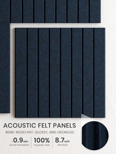 Bumusty 48"x 36" Large Felt Bulletin Board Tiles, Carbon Blue