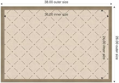 Kate and Laurel Framed Fabric Pinboard 38 x 26, Green Lattice Pattern Printed Linen Classic Bulletin Board for Use as a Vision Board or Wall Organization, Florence Light Brown Frame