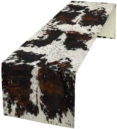 Cow Print Table Runner, Black White Cowhide Print Western Style Table Runner Country Farmhouse Cottage Cow Patten Table Decoration for Home Kitchen Dining, 13x36 Inch