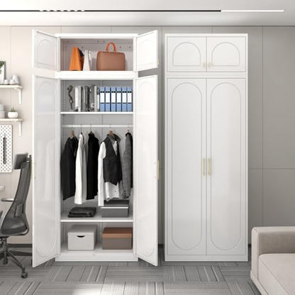 SteeLoong Metal Wardrobe Cabinet,Armoire Wardrobe Closet with Hanging Rod