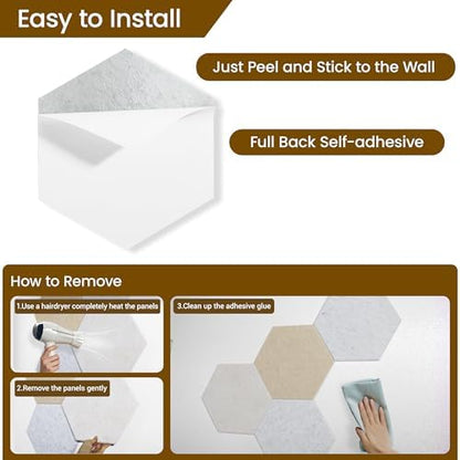 Cork Board Tiles, Magrowill 10-Pack Wall DIY Felt Panels Alternative Bulletin Board with Full Adhesive, 12x10 Inches Hexagon Interior Wall Decor Pin Board Felt Tiles for School Office Home Dorm