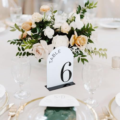 White Arch Wedding Table Numbers 1-20 with Stands