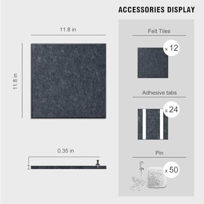 48"x36" Felt Corkboard Bulletin Board,TSJ OFFICE,12 Pack for Wall,Grey