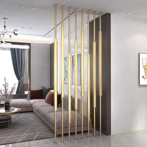 Room Divider Floor to Ceiling Room Dividers Pole - 2 Pieces, Gold Doorway Hotel Cubicle Cubicle Decor, DIY Separator Partition Bars with All Accessories(175cm/68.9in/5.7ft)
