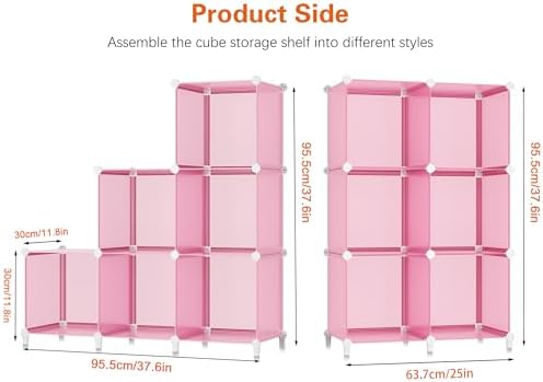 HOMIDEC 6-Cube Storage Shelf, Storage Bookcase Bookshelf with Metal Hammer, Storage Cubes Organizer Cabinet for Kids, Closet, Bedroom, Bathroom, (11.8x11.8x11.8 inch), Light Pink
