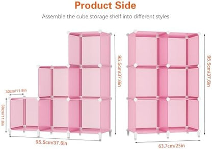 HOMIDEC 6-Cube Storage Shelf, Storage Bookcase Bookshelf with Metal Hammer, Storage Cubes Organizer Cabinet for Kids, Closet, Bedroom, Bathroom, (11.8x11.8x11.8 inch), Light Pink