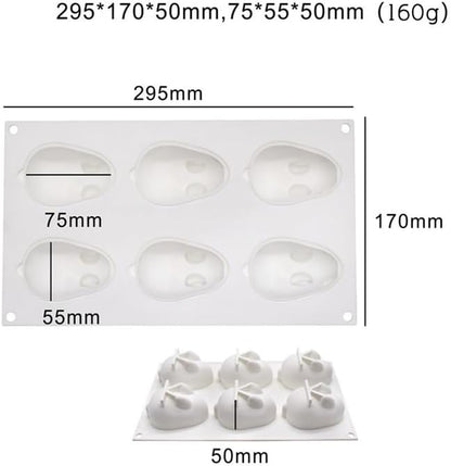 OCPO KITCHEN 3D Easter Bunny Silicone Mold for Baking Rabbit Shape Mousse Cake, French Dessert, Chocolate, Pastry, Pudding, Jelly, Cake Decoration Mold, Rabbit Shape (6 Cavity)