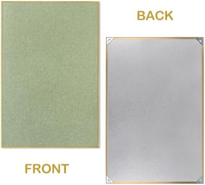 SELEAD Linen Bulletin Board 30” x 20” - Golden Aluminum Frame, Green Fabric