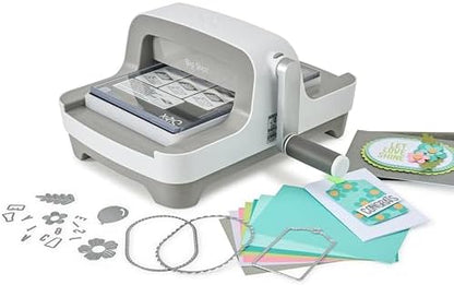 Sizzix Big Shot Machine with Starter Kit, 6" Die-Cutting and Embossing Machine with Cutting Dies, Embossing Folder and Cardstock