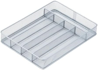 Honey-Can-Do KCH-02154 Steel Mesh 5-Compartment Cutlery Utensil Organizer, Silver