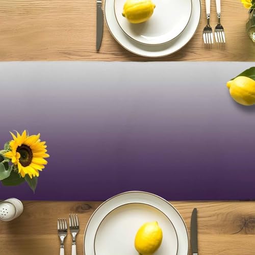 Purple Gray Gradient Table Runner Dresser Scarf 13 x 72 Inch Modern Ombre Minimalist Table Runners Non-Slip Heat Resistant Kitchen Dining Table Decor for Home Holidays Indoor Outdoor
