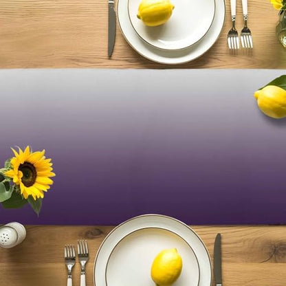 Purple Gray Gradient Table Runner Dresser Scarf 13 x 72 Inch Modern Ombre Minimalist Table Runners Non-Slip Heat Resistant Kitchen Dining Table Decor for Home Holidays Indoor Outdoor