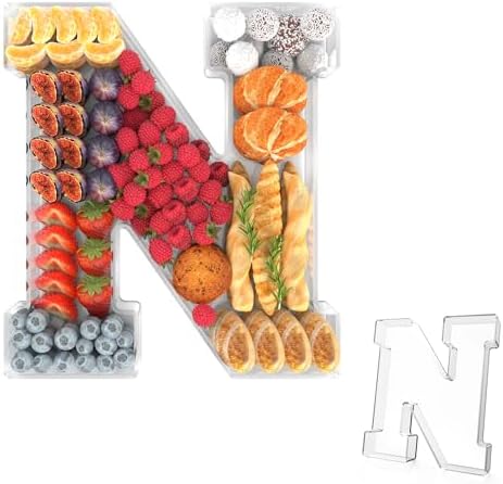 13.8" Acrylic Letter Charcuterie Tray,Fillable Alphabet Box (Letter N)