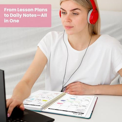 Academic Planner 2026-2027, Monthly and Weekly Calendar Planner, July 2026 - June 2027, Pretty Hardcover Teacher Student Planning Agenda Book with Tabs, Fit for School Office Supplies, 6.3" x 8.5", Coral Garden