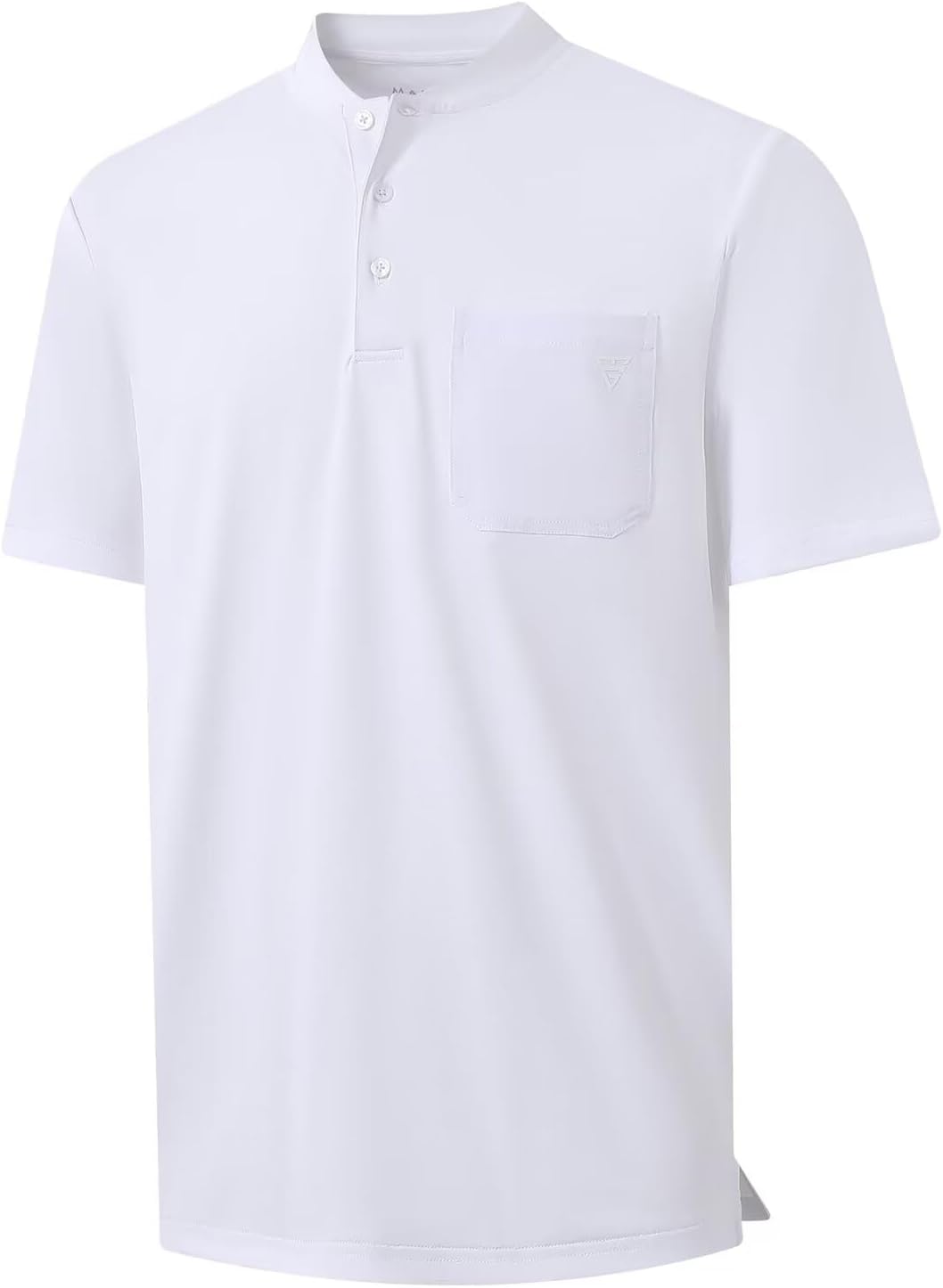 M MAELREG Collarless Golf Shirts for Men Dry Fit Moisture Wicking Performance Solid Casual Mens Henley Shirts Short Sleeve