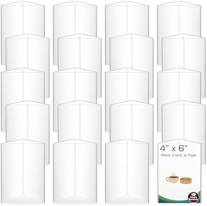 20 Pack 3 Side Table Tent Sign Holder Acrylic, 4 x 6 Inch