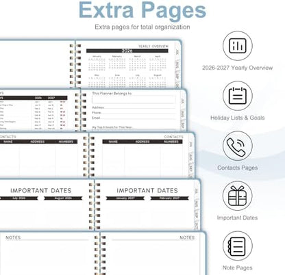 Planner 2026-2027, Weekly and Monthly Academic Planner, July 2026 - June 2027, Hardcover Calendar Agenda Book for School Year Planning, School Supplies for Teacher and Student, A5(6.3'' x 8.5'')