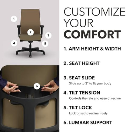 HON Ignition 2.0 Ergonomic Office Chair, Lumbar Support, Quicksand