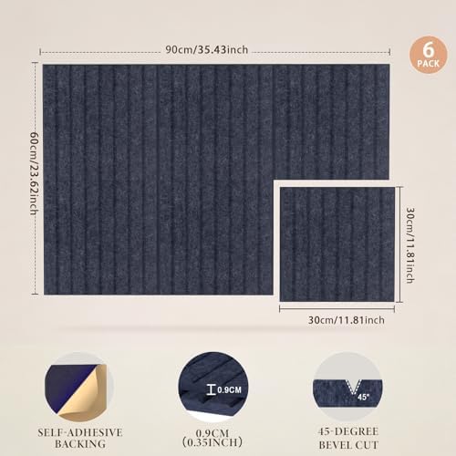 JBER Cork Board Alternative, 6 Pack 36" x 24" Felt Board, Starlight Blue