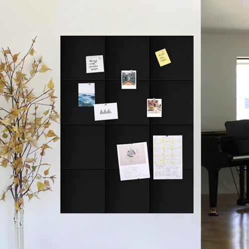 48" x 24" Cork Board Alternative, 8 Pack Felt Bulletin Board Tiles with 30 Adhesive Tabs Wall Push Pin Board for Office Classroom Bedroom Decor