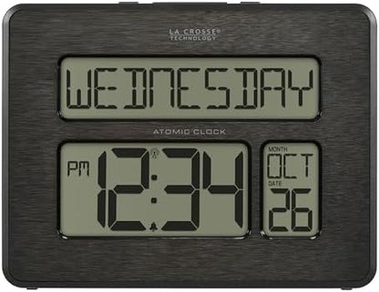 La Crosse Technology 513-1419C Atomic Digital Wall Clock with Calendar and Indoor Temperature