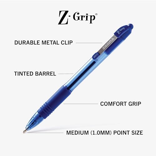 Zebra Pen Z-Grip Retractable Ballpoint Pen, Blue Ink, 1.0mm, 48 Bulk-Pack