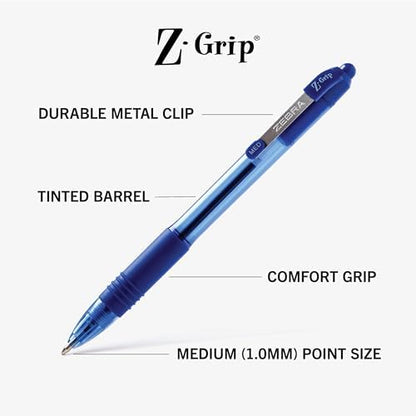 Zebra Pen Z-Grip Retractable Ballpoint Pen, Blue Ink, 1.0mm, 48 Bulk-Pack