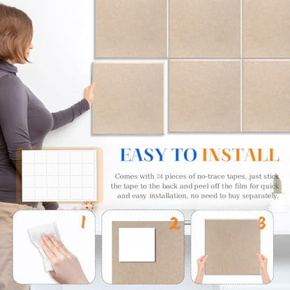 DOLLAR BOSS Felt Cork Board Tiles 48" x 36" Bulletin Board, 12 Pcs Latte