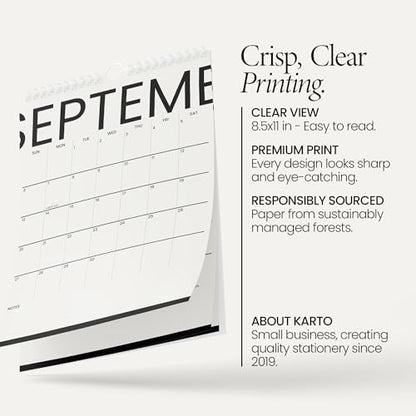 Karto Wall Calendar 2026-2027 8.5x11 in - Big Text