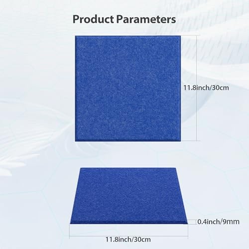 12 Pack Square Acoustic Panels Self Adhesive Sound Proof Foam(Telecom Blue)