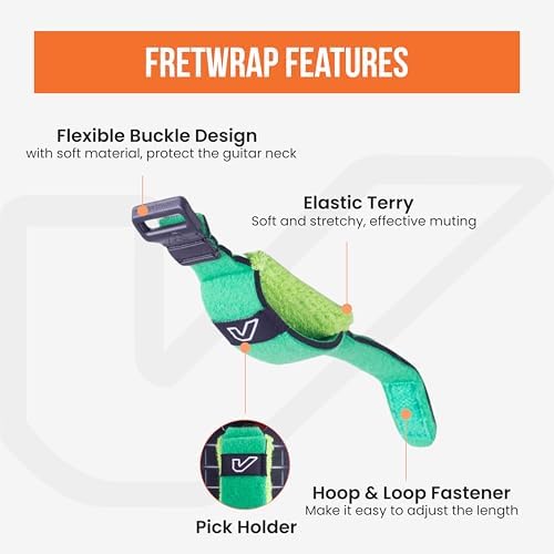 Gruv Gear Fret Wrap & Guitar Mute, Fretwrap for Acoustic, Electric & Bass | String Dampener Recording, Tapping & Practice Accessory (3 Pack, Medium Green, Fits 5 String Bass, 7 String Guitar)