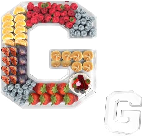 11" Acrylic Letter Charcuterie Tray,Fillable Alphabet & Number Box(Letter G)