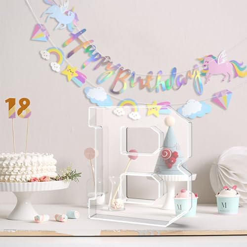 11" Acrylic Letter Charcuterie Tray, Charcuterie Letters Fillable Box for food, Reusable Serving Cake Candy Dish Display Tray for Birthday Anniversary Party Decoration (Letter B)