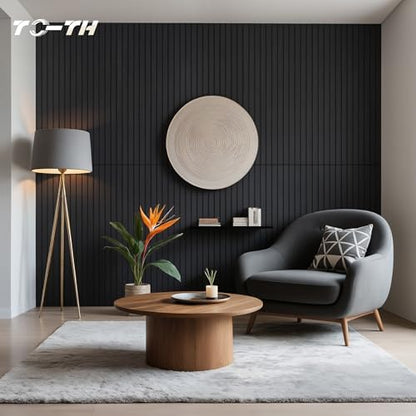 TO-TH Sound Absorbing Panels Wood Grain Acoustic Wall Panel 4 Pack, Smoky