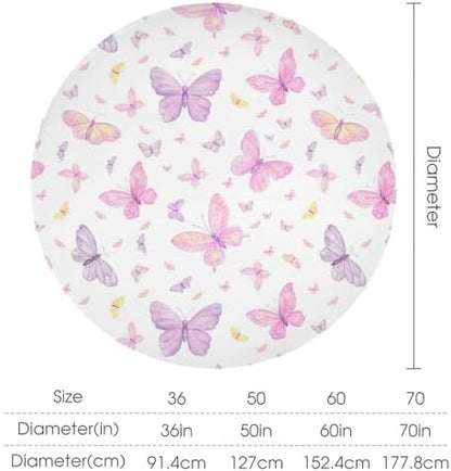 Pink Butterfly Tablecloth, Colorful Watercolor Purple Butterfly Table Cover for Home Kitchen Dining Room Indoor Outdoor Picnic Holiday Party Decor, 70x70in