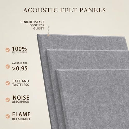 JBER Large Cork Board Alternative 72" x 48" - 24 Pack Self-Adhesive Felt Bulletin Board Tiles, Pin Board Vision Board for Walls, Office & Home Decor(Light Gray)