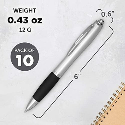 DISCOUNT PROMOS Colored Grip Gel Pens Set of 10, Bulk Pack - Great for Office, School, Business, Tradeshows, Events - BlackBI