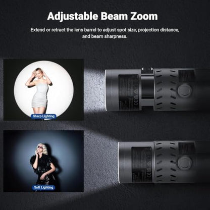 NEEWER BASICS 20W RGB Photography Flashlight with 4 Colors/20 Gobo Filters, Built in 49.95Wh Battery, 6300K CRI95+ Portable LED Spotlight Ambient Sunset Light for Video Recording Studio Lighting, FL20