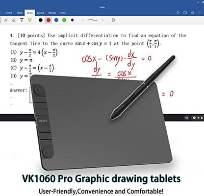 VEIKK VK1060PRO V2 Drawing Tablet, 10 x 6 Inch Graphics Pen Tablet with 8 Shortcut Keys, 8192 Levels Battery Free Supports Tilt Function, Work for Digital Art Drawing, Designing