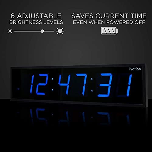 Ivation Oversized Digital Wall Clock with Large LED Display & Timer, 48"