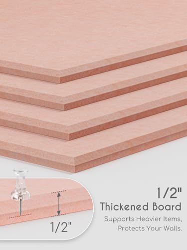 Thick Felt Pin Board Tiles 15 Pack, 11.8x11.8 Bulletin Board for Wall