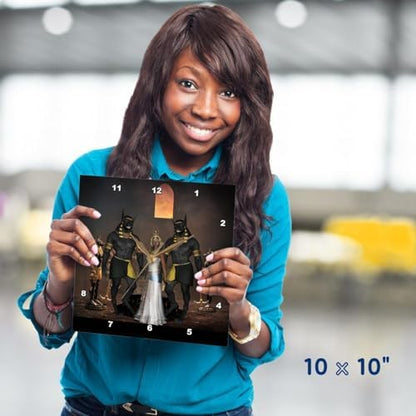 3dRose Wall Clock Silent - 10 inch - Anubis with Egyptian Women - Köhnen Design - Sign Symbol