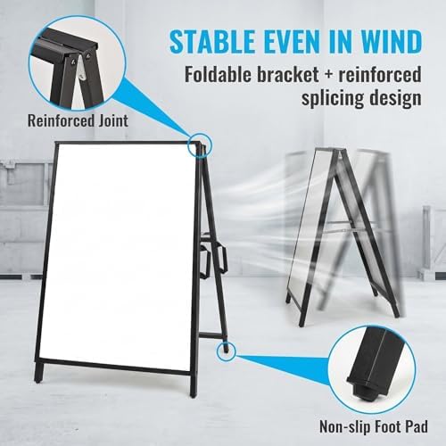 A Frame Sidewalk Sign 24x36 inches Sandwich Board Signs Outdoor Heavy Duty Double-Sided,including 2 Corrugated Boards 2 Anti-Glare for Business Indoor Outdoor (1 PACK)