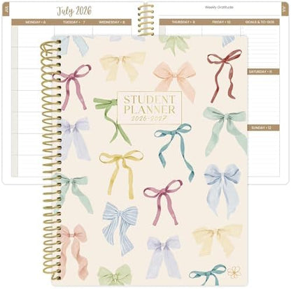 Daisy by bloom daily planners 2026-2027 Academic Year Student Planner (July 2026 - July 2027) - Elementary Through Middle School Calendar Agenda Book - 7” x 9" - Bows