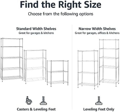 Amazon Basics 4-Shelf Adjustable Heavy Duty Steel Wire Rack Storage Shelving Unit for Kitchen, Garage, Easy Assembly, 350 lbs Per Shelf, 36" x 14" x 54", Chrome Silver