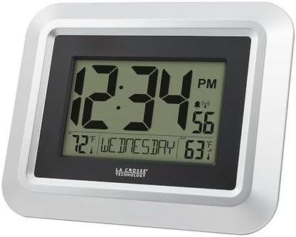 La Crosse Technology 513-1918S-INT Atomic Digital Wall Clock with Outdoor Temperature
