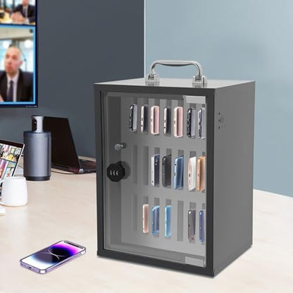 Cell Phone Cabinet,Aluminum Alloy Pocket Chart Cell Phones Storage Cabinet, Cell Phone Locker,Wall-Mounted with a Locked,for Classroom, Office, Gym (24 Slots-121)